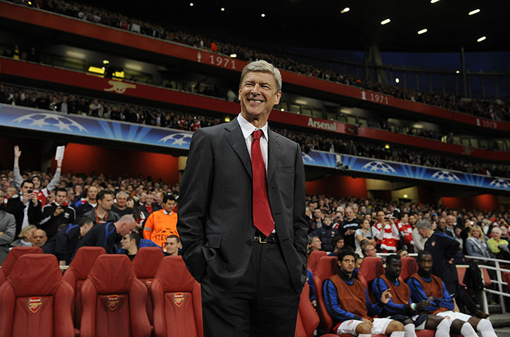 Arsenal v SC Braga: The Gunners' manager Arsene Wenger is all smiles before kick-off