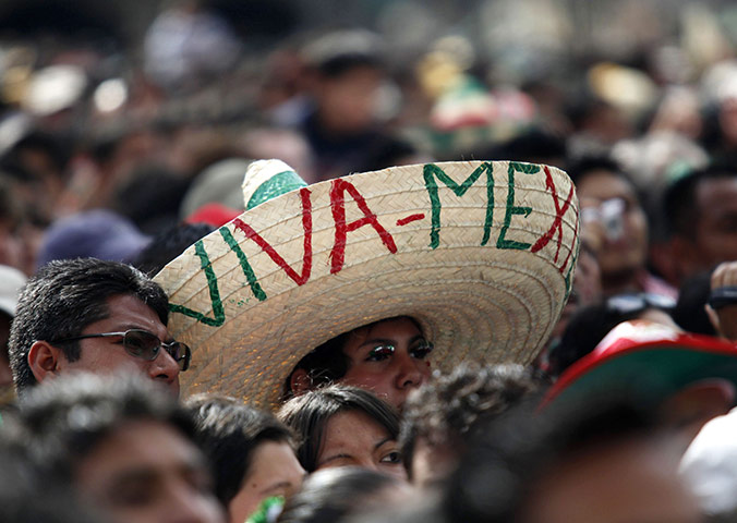 mexican celebrations: People gather in Zocalo Square in Mexico City