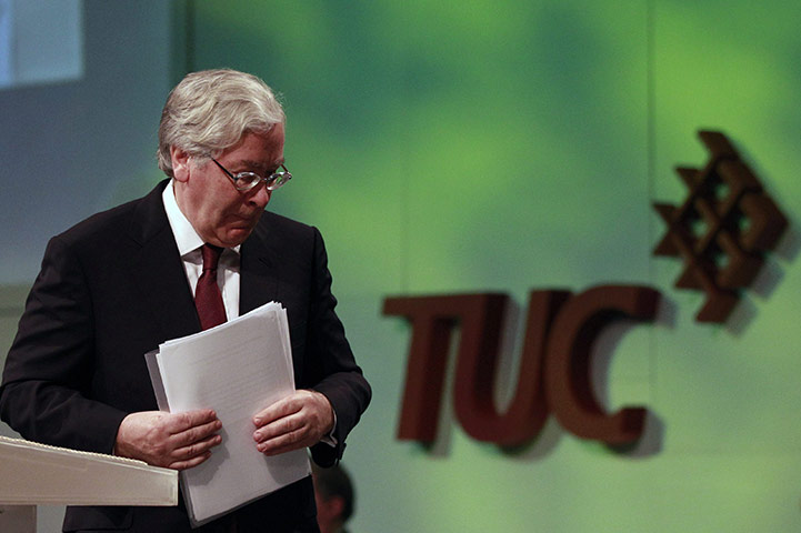 Business Week: Bank of England Governor Mervyn King after speaking during the TUC