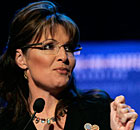 Kinda sinister: Sarah Palin and her trademark glasses.