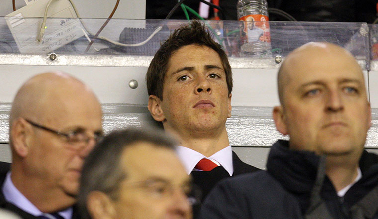 Europa Cup: Liverpool's Fernando Torres looks bored as he watches the match