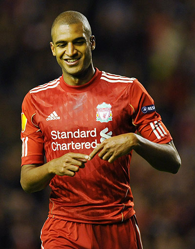 Europa Cup: David Ngog celebrates getting his second goal of the game 