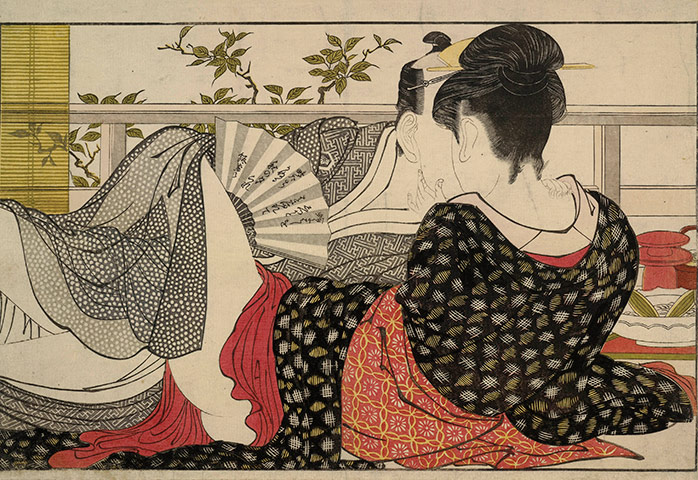 Kitagawa Utamaro: Lovers in the Upstairs Room of a Teahouse by Kitagawa Utamaro