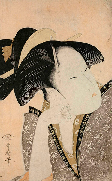 Kitagawa Utamaro: Reflective Love (c1793-4) by Kitagawa Utamaro