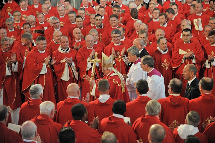 Pope Day 2: Pope Benedict XVI attends Westminster Cathedral for a mass
