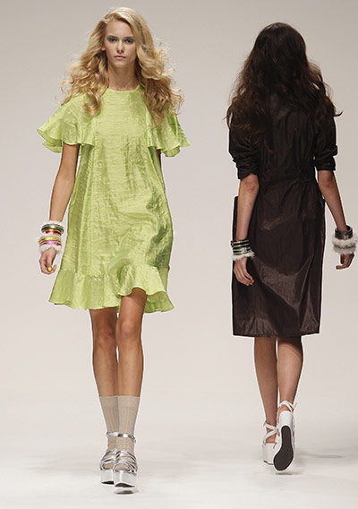 London Fashion Week Day 2: Models wear outfits by designer Betty Jackson