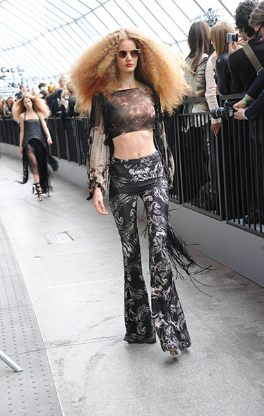 London Fashion Week Day 2: A model wears an outfit at the Topshop Unique Fashion Show