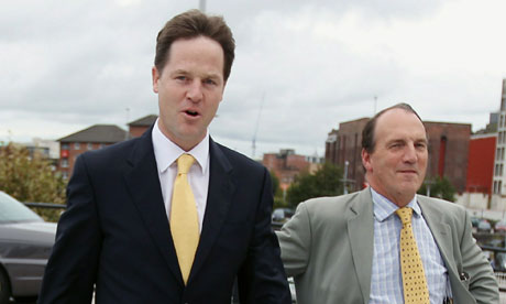 Nick Clegg arrives in Liverpool with Simon Hughes