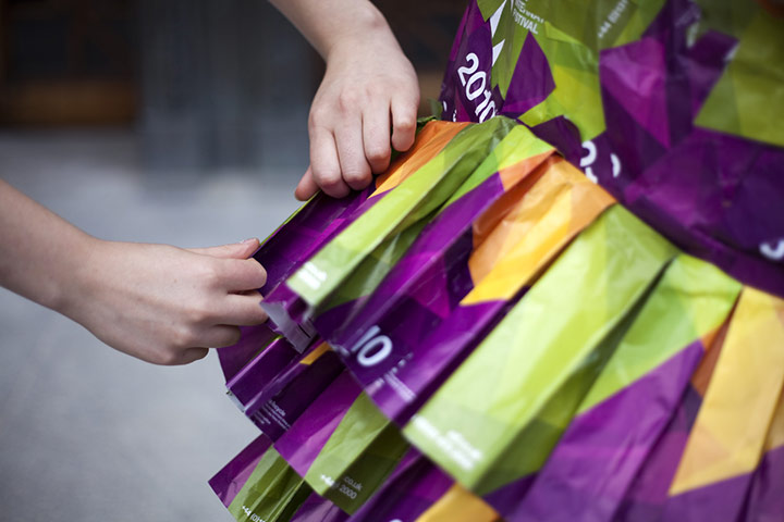 Edinburgh Festival: A dress made out of Edinburgh International Festival programmes 