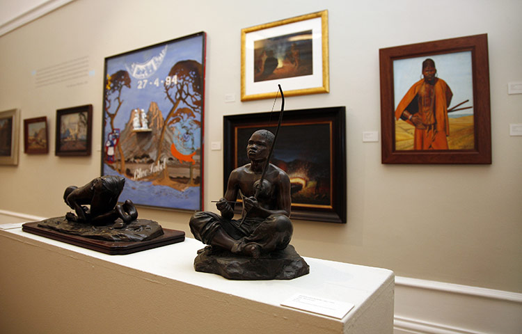 South Africa Gallery: Wayne Barker's Blue Colonies, 1995, in the background