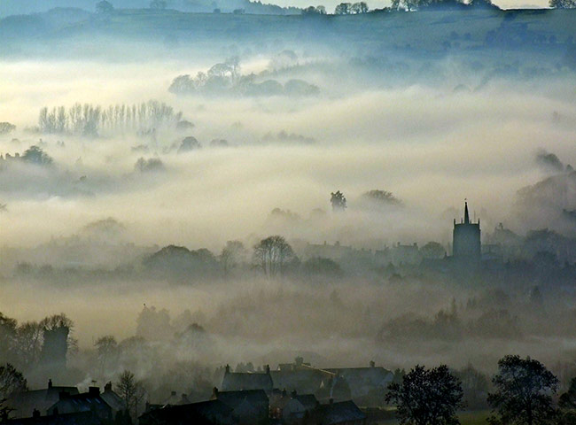 In pictures: weather: Fog over Wirksworth