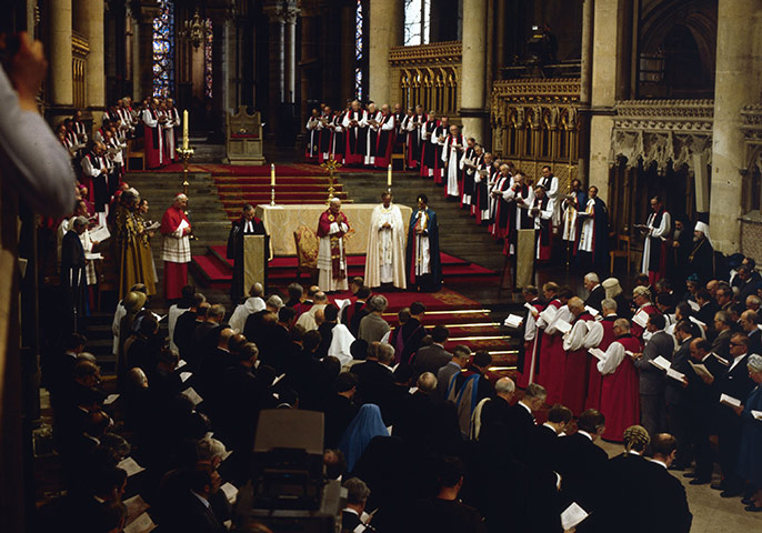 Pope 1982 Visit: Pope John Paul II visits Canterbury Cathedral in 1982