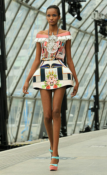 London fashion day 3: Mary Katrantzou, A model walks the runway 