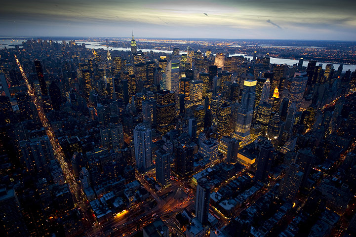 Aerial Views Of New York : Aerial Views Of New York At Night
