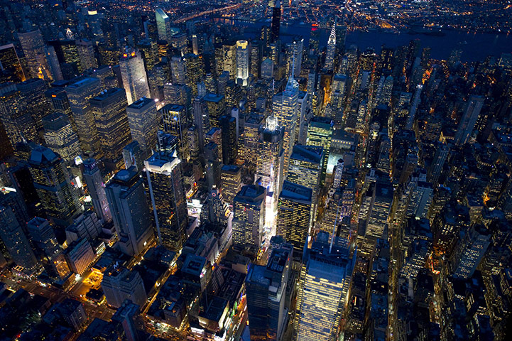 Aerial Views Of New York : Aerial Views Of New York At Night