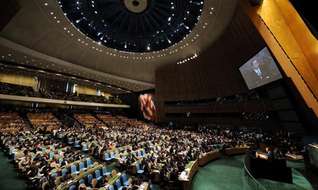 Ban Ki-moon speaks during the Millennium Development Goals Summit.