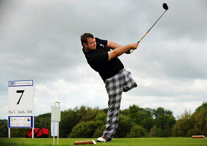 24sport: Chris Foster hits a drive on the 7th tee at the Disabled British Open Golf