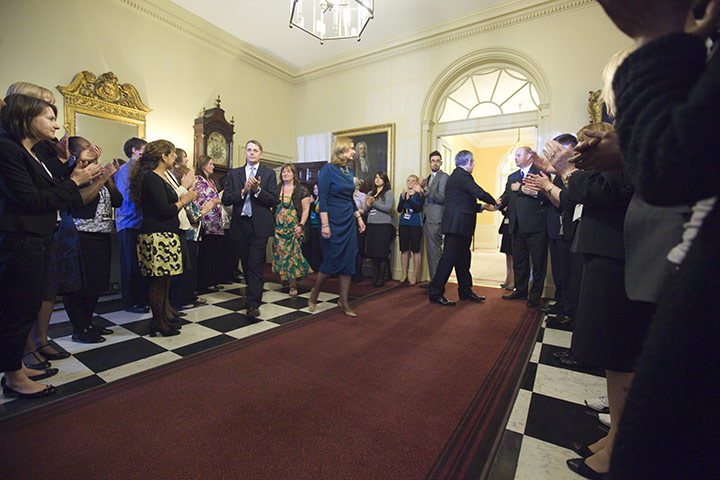 Martin Argles Brown: Gordon Brown says farewell to civil servants inside 10 Downing Street