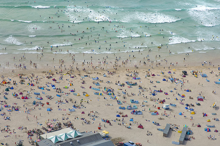 Britain from the air: Beach, Perranporth, North Cornwall