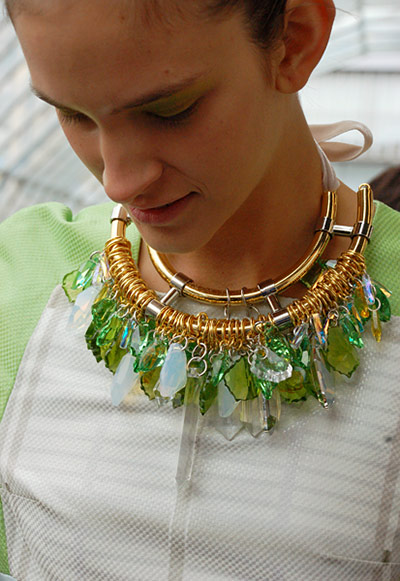 Mary Katrantzou: A model sporting an elaborate piece of jewellery