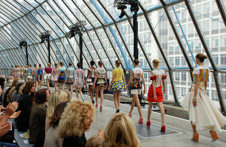 Mary Katrantzou: Models make their way down the platform