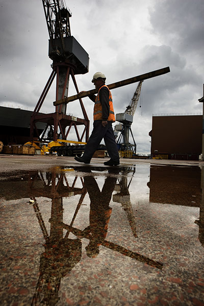 BAE Systems Govan: A worker at BAE Systems Govan dockyard