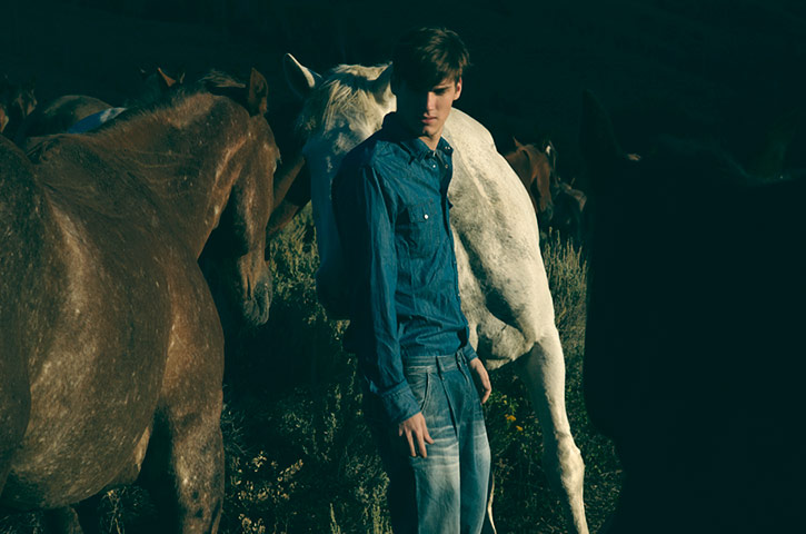 Ranch Fashion: Model with horses