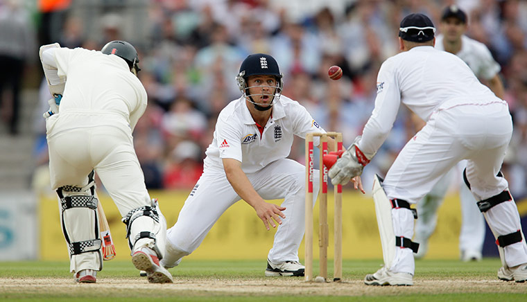 sport: Jonathan Trott of England fields on the