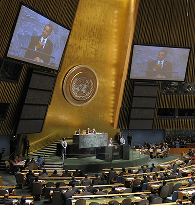 UN Development Summit: US President Barack Obama delivers his speech to the Summit
