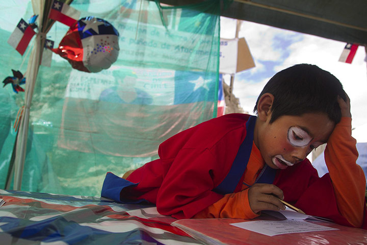 Trapped miners in Chile: 21 September: Bastian Gallardo grandson of miner Mario Gomez studies