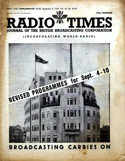 Radio Times - Cover September 4th 1939