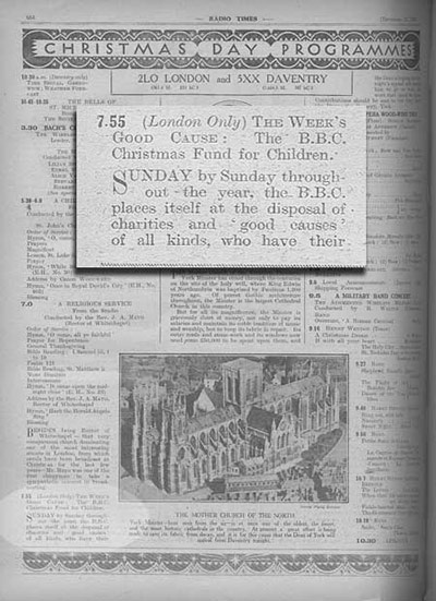 Radio Times Christmas Day Programme 1927