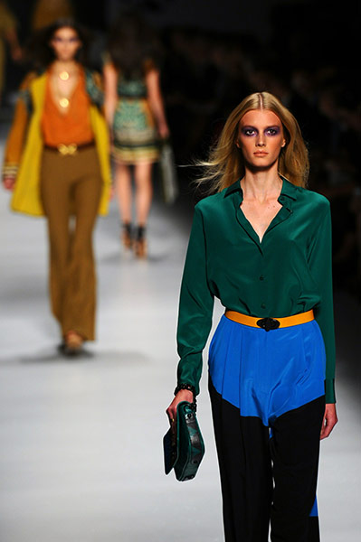 Milan Day 3 Update: A model displays a creation as part of Etro SS2011