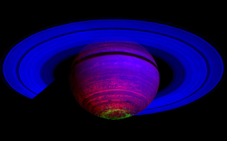 24 Hours: Auroras streaking out from the cloud tops of Saturn's south polar region