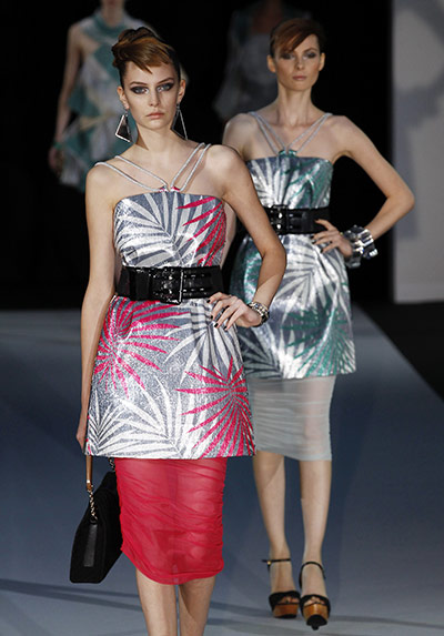 Milan: Models display Emporio Armani Spring-Summer creations