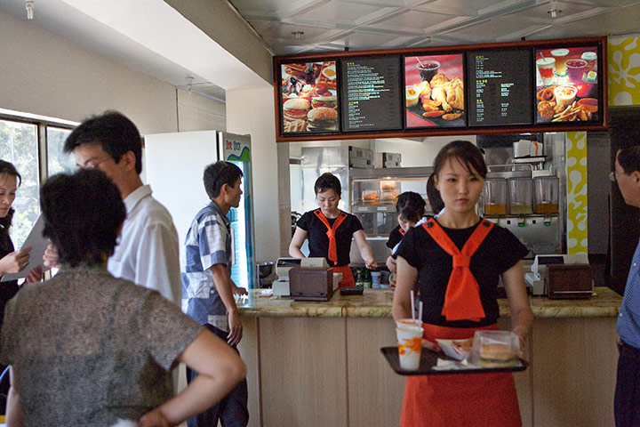 North Korea: Pyongyang's Samtaesong fast-food restaurant. 