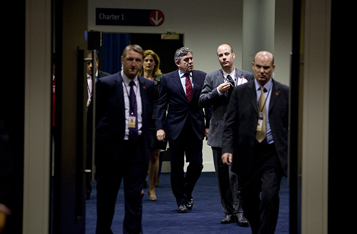 Labour party conference: Former Prime Minister Gordon Brown makes his way to the hall 
