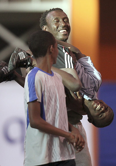 Commonwealth games Mon: Britain's former Olympic gold medallist Linford Christie