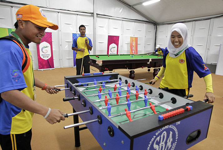 Commonwealth games Mon: Malaysian team members in the recreational area at the Commonwealth Games