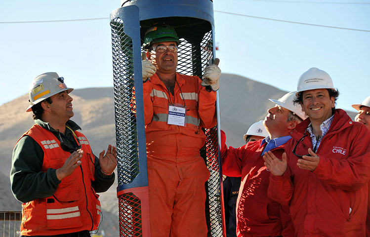 Trapped miners in Chile: 25 September: A worker checks the capsule