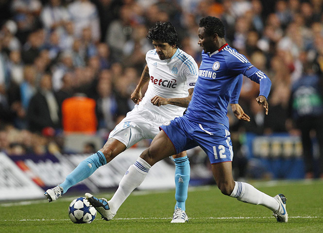 Champions League: Lucho Gonzalez turns inside John Obi Mikel