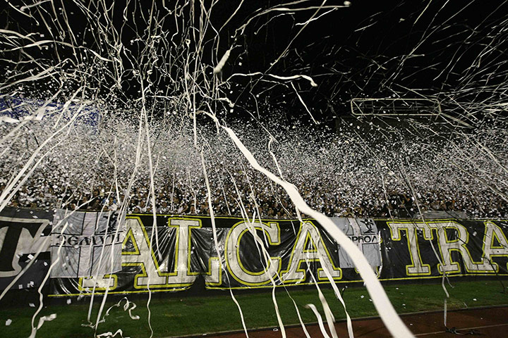 Champions League: Partizan Belgrade fans before the Champions League match against Arsenal
