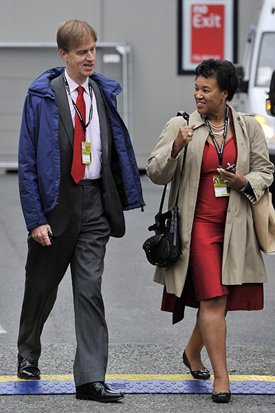 Labour conference fashion: Stephen Timms and Baroness Scotland Stephen Timms MP and Baroness Scotland