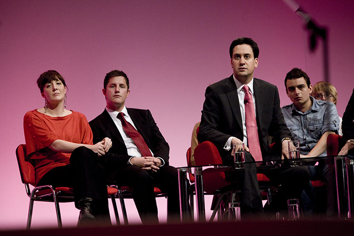Labour party conference: Party leader Ed Miliband during a Q&A session at the Labour conference 