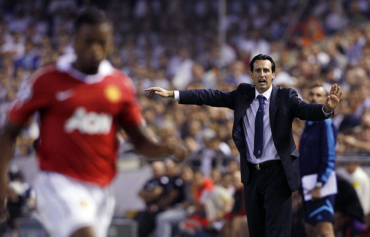 Weds Champions League: Valencia coach Unai Emery at the Champions League against Manchester United