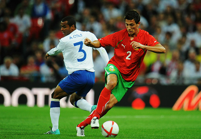 England v Bulgaria: Stanislav Manolev gets the better of Ashley Cole on this occasion