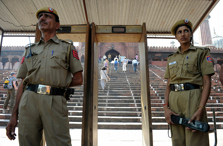 Ayodhya Mosque Update: Indian security personnel stand guard at Jama Masjid mosque
