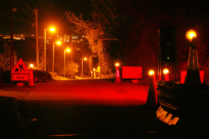 In Pictures: Red: Scene swathed in a red glow from traffic lights