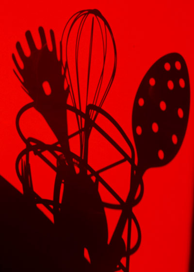 In Pictures: Red: cooking utensils silhouette