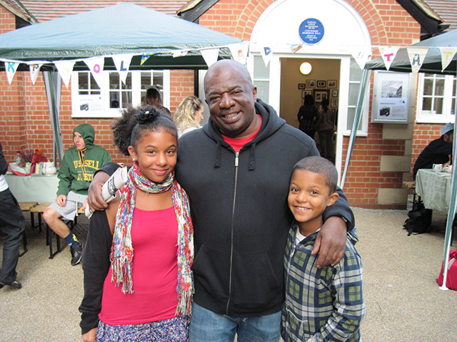 Liverpool Road: A father and his two children pose outside for the camera